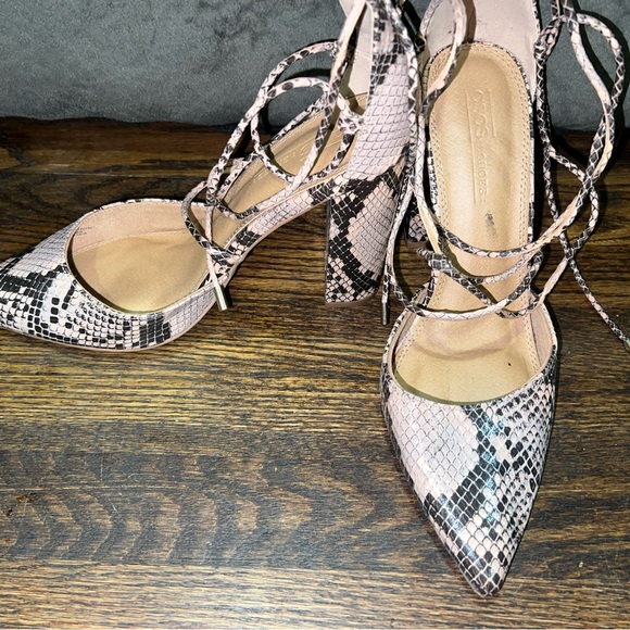 ASOS snake print pointed lace up heels - Picture 6 of 6
